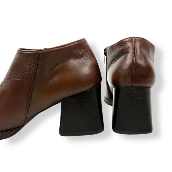 90's KENNETH COLE UNLISTED brown leather chunky heel square toe shoes - Picture 11 of 16